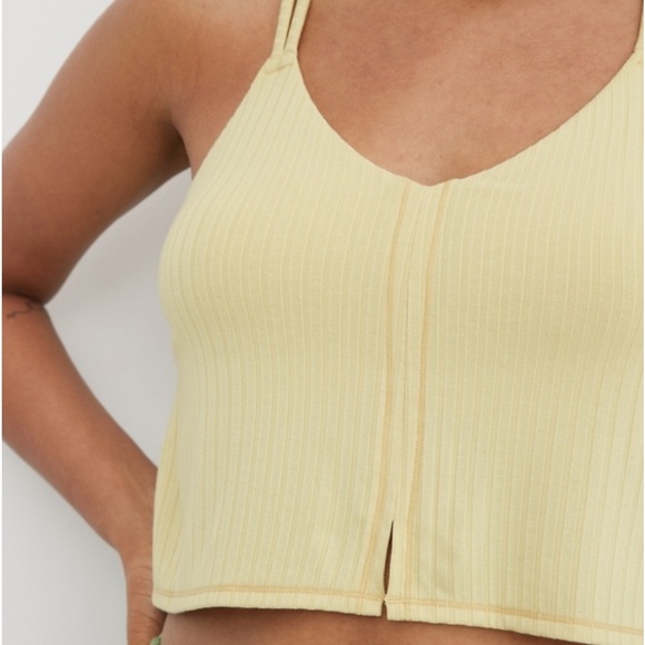 NWT- Aerie Yellow Ribbed Bralette Lace Racerback Crop Top size XL - Picture 3 of 6